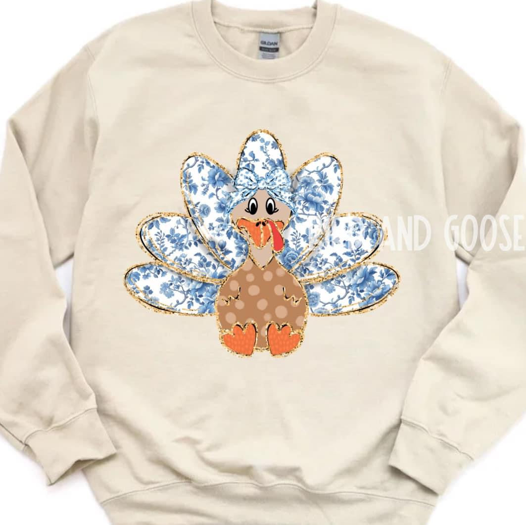 Blue Floral Turkey